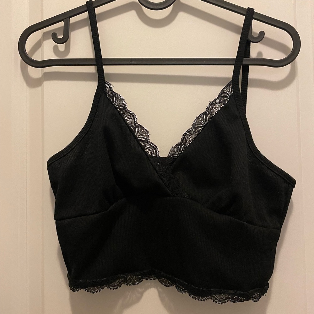 SHEIN Black Lace Trim Bra Intimates